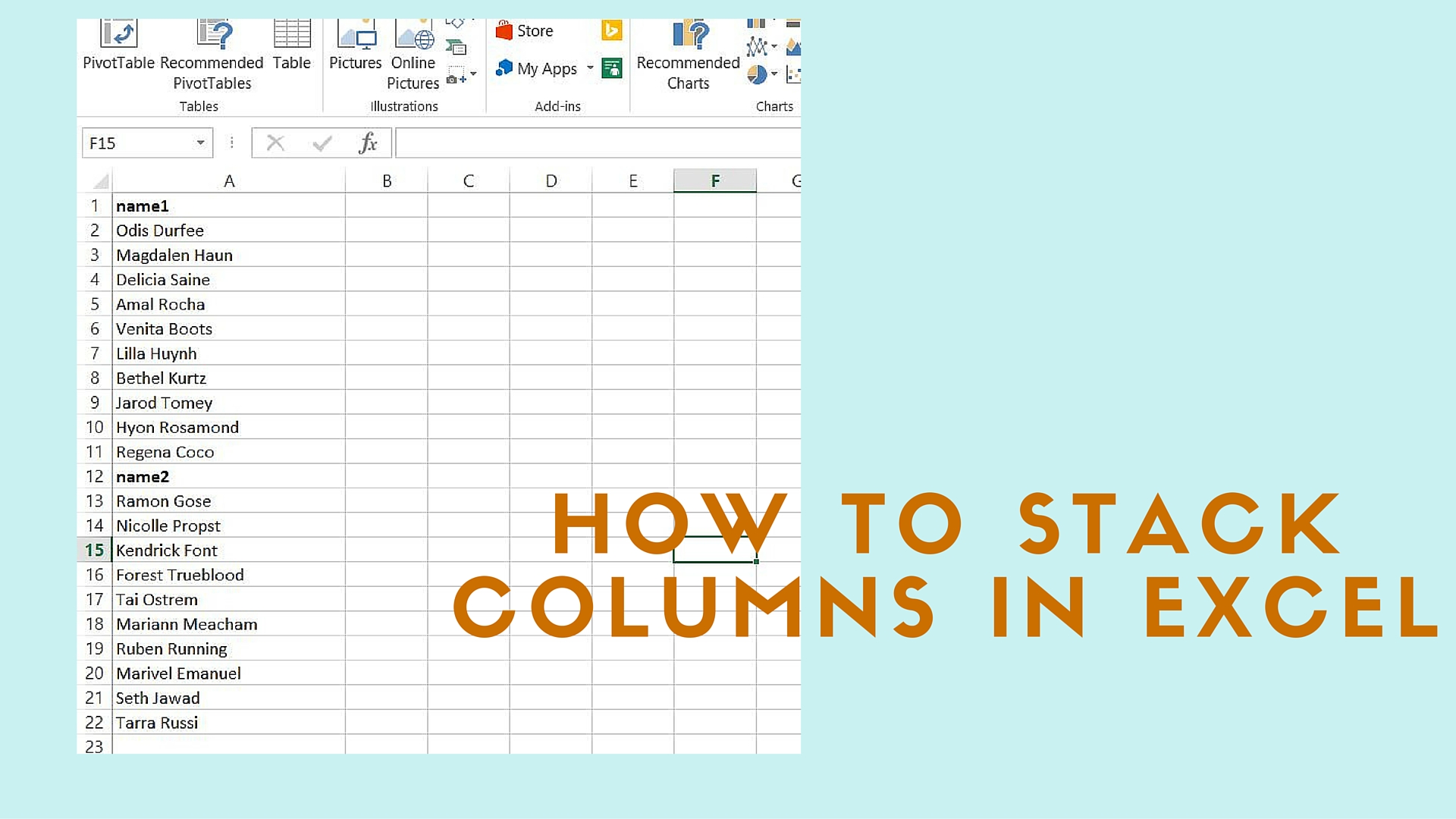 How to stack columns of data into one column in Excel nandeshwar