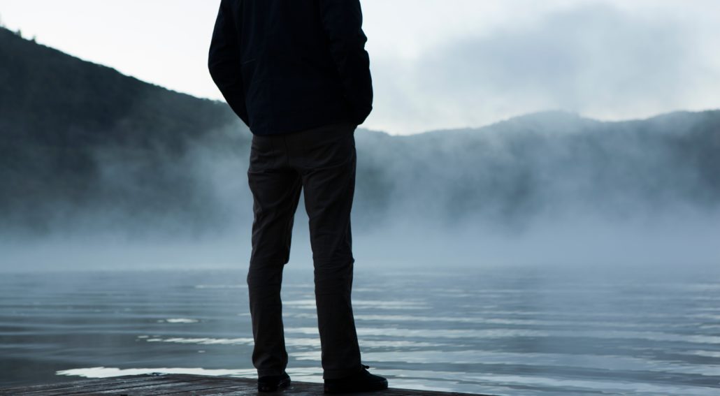 Man looks ahead. Inspirational success short story.