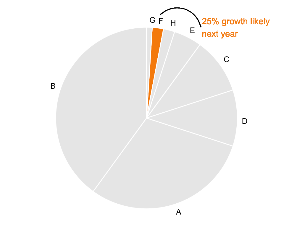 Pie chart with a slice highlighted
